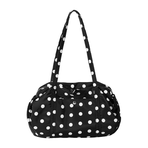 Umhängetasche aus Nylon mit großem Fassungsvermögen und leichtem Punktemuster für den täglichen Gebrauch. Ergonomische leichte Handtasche, Schwarz , One Size von Haiki