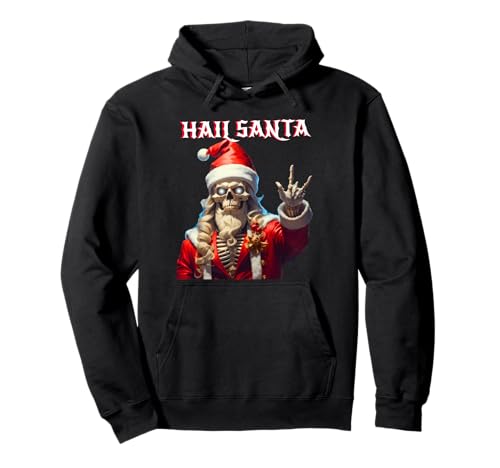 Hail Santa Skull Santa Rocks Christmas Xmas Herren Damen Teenager Pullover Hoodie Hail Santa Skull Santa Rocks Christmas Xmas Herren Damen Teenager Pullover Hoodie von Hail Santa Santa Rocks Xmas Throwin' Horns