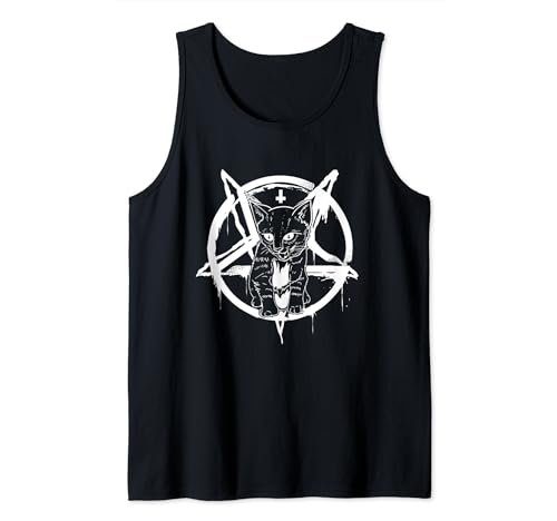 Satan Cat Shirt - Okkultes Satanic Lucifer Geschenk Damen Herren Tank Top von Hail Satan Shirt by Crush Retro