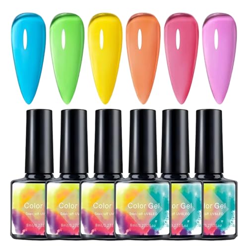 Gel Nagellack 6 Stücke 8ml | Zartes Gelée Nagelgel,Schnelltrocknend für Feier Hochzeit Urlaub Formell Pendeln Salon Zuhause Frauen Mädchen von Hailerio
