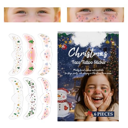 Glitzer Sommersprossen Makeup Patches - 6 Stück Weihnachten Kosmetik Sticker Für Damen | Temporäre Glitzerpailletten Aufkleber für Künstler Thementage Mädchen Festliche Feiern Fotografie von Hailerio
