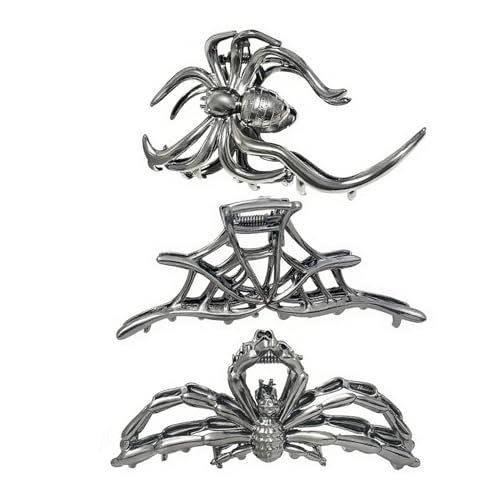 Gotische Krallenspange,Metall Horror Kralle Clip | 3 Teile Halloween Totenkopf Spinne Haarklammer Für Frauen Und Mädchen Bühnenperformance Cosplay Für Zuhause Und Schule von Hailerio