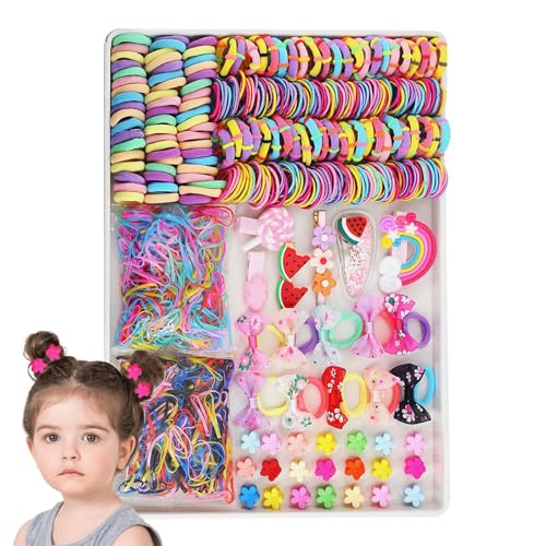 Hailerio Haargummi-Set, Pferdeschwanz-Halter, buntes elastisches Haarbänder-Set, elastische Pferdeschwanz-Halter, Haarbänder, buntes kleines Mädchen-Haarzubehör-Set, mehrfarbige Haargummis für Damen, von Hailerio