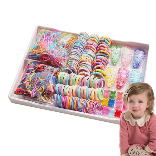 Hailerio Haargummi-Set, mehrfarbige Haargummis, Mädchen-Haar-Zubehör-Set, buntes elastisches Haarbänder-Set für Partys von Hailerio