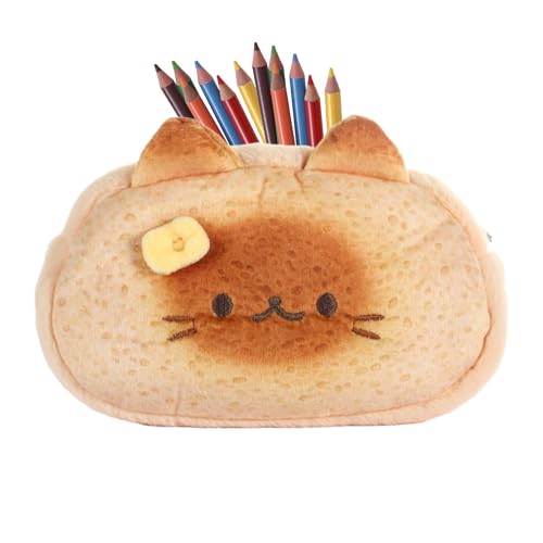Hailerio Katzen Federmäppchen Toast Design | Lustiges Plush Federmäppchen - Organizer Ästhetische Tasche Für Schulranzen Kindergarten Schule Kinder Teenager Studenten von Hailerio