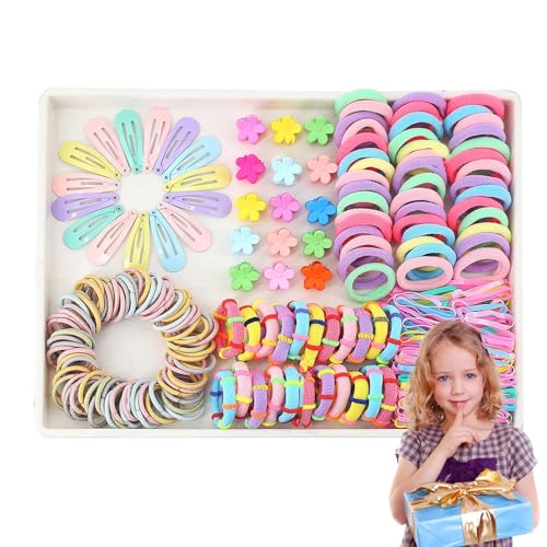 Hailerio Niedliches Haarschmuck-Set | mehrfarbige Haargummis, elastische Pferdeschwanz-Halter, Haarbänder, buntes kleines Mädchen-Haarzubehör-Set, mehrfarbige Haargummis für Frauen und Mädchen von Hailerio