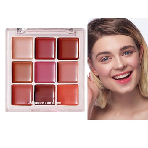 Lippenglanz-Palette | 9 Farben Lippen Makeup Set | Feuchtigkeitsspendend Nicht Klebrig Kosmetik Wasserfest Lang Anhaltend Für Junge Mädchen Besondere Gelegenheiten Und Party Make Up von Hailerio