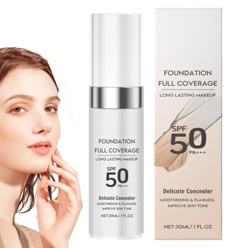 Make Up Foundation,Lang Anhaltender Concealer | Farbanpassende SPF 50 Foundation Mit Langanhaltender Deckkraft Für Gleichmäßigen Teint Make Up Foundation,Lang Anhaltender Concealer | Farbanpassende SPF 50 Foundation Mit Langanhaltender Deckkraft Für Gleichmäßigen Teint von Hailerio