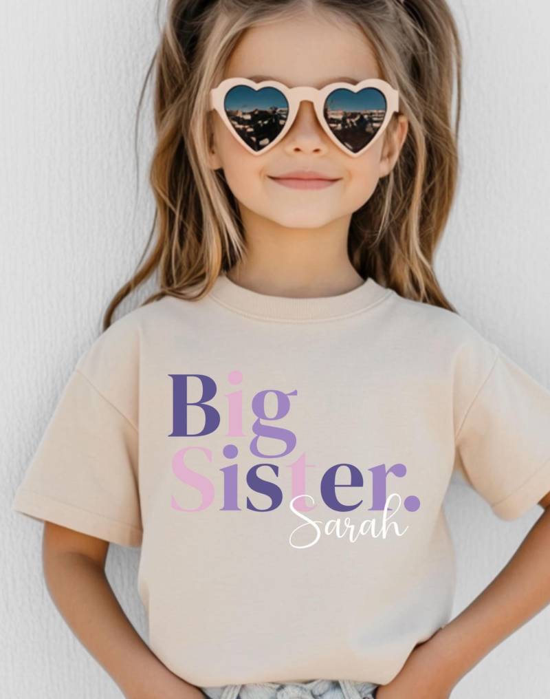 Benutzerdefinierte Große Schwester Kleinkind Shirt - Süße Ankündigung Kinder Personalisierte Geschenk von HaileyHeartDesign