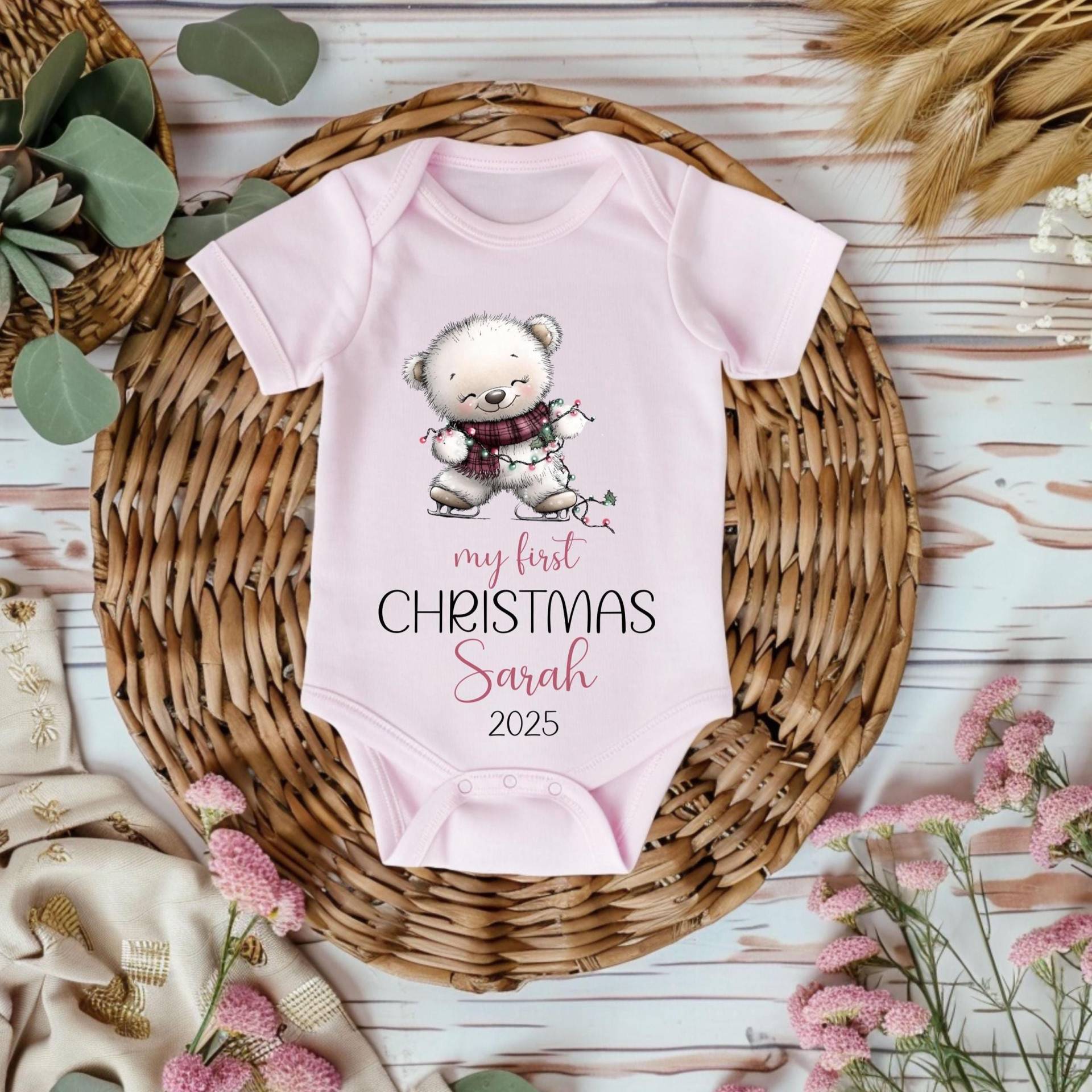 Erste Weihnachtsbody - Custom Weihnachten Babybody, Niedliche Geschwister Kinder Personalisierte Body, Weihnachts Outfit, Mein Erstes 2025 von HaileyHeartDesign
