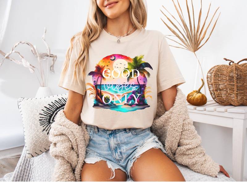 Nur Gute Stimmung Shirt, Sommer Geschenk, Motivations Strand Urlaub Shirt von HaileyHeartDesign