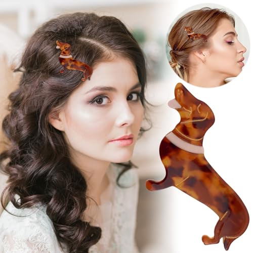 Haarklammer Hund Dackel Acetat Tier Haarspangen, Haarklammern, Dackel Haarklammer, Niedlicher Haarspange Dackel, Damen Mädchen Klauen Clips für Hundeliebhaber Geschenke, Dackel haarschmuck (B) von Hailmkont