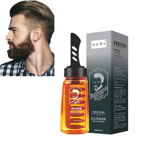 Haarstyling-Gel für Männer,2-in-1-Haarwachsgel mit Kamm, Langanhaltendes Haargel Herren Haarwachs Männer,Haarstyling-Gel zum Modellieren der Haare und natürliches Stylen der Haare, 260ml (1PC) von Hailmkont