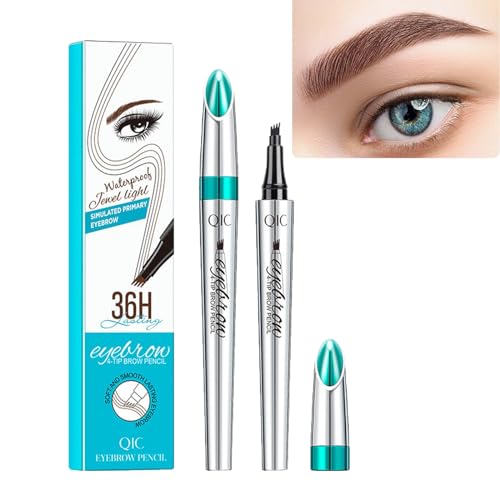 Wasserdichter 3D Augenbrauenstift mit 4 Gabelspitzen, Microblading Augenbrauenstift, 4 Punkt Brauenstift Langanhaltend Natürliche Augenbrauen Make-up, Natural Eyebrow Pencil 1ml (1#) von Hailmkont