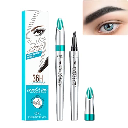 Wasserdichter 3D Augenbrauenstift mit 4 Gabelspitzen, Microblading Augenbrauenstift, 4 Punkt Brauenstift Langanhaltend Natürliche Augenbrauen Make-up, Natural Eyebrow Pencil 1ml (4#) von Hailmkont