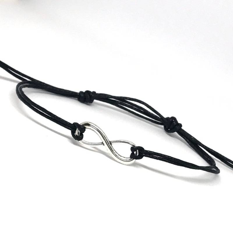 Wunsch String Armband Silber Infinity Verstellbarer Charm Freundschaft Wählen Sie Aus 10 Farben von Hailthenails