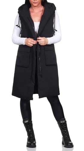 Hailys Damen 3/4-lange gesteppte Weste mit Kapuze Al44ida DUH-PO2203013 Black XXL von Hailys