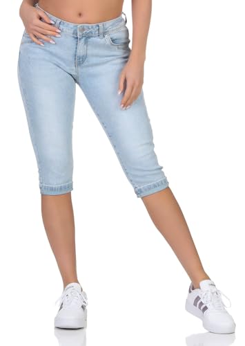 Hailys Damen Capri Jeans Shorts Slim Je44mmi knielange Jeanshose QI-PO2206042 LBlue XS von Hailys