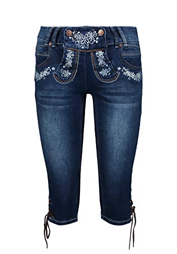 Hailys Damen Capri Jeans Trachten Hose Lederhose Oktoberfest (XS, Blue Denim) von Hailys