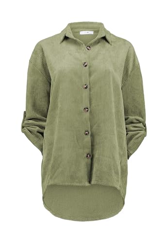 Hailys Damen Cordbluse Langarm Oversize mit Knopfleiste, Farben:Braun, Größe:S von Hailys