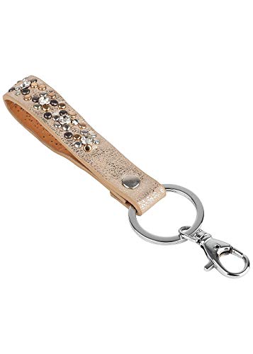 Hailys Damen Fashion Keyring Schlüsselanhänger Deko Blumen Nieten beige Silber von Hailys