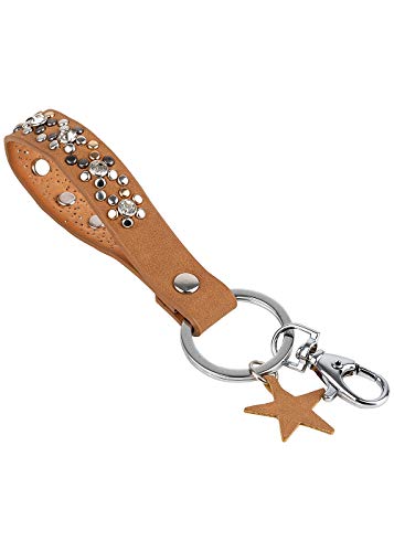 Hailys Damen Fashion Keyring Schlüsselanhänger Deko Nieten Blumen Muster Stern braun von Hailys