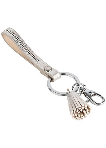 Hailys Damen Fashion Keyring Schlüsselanhänger Deko Nieten Strass Puschel Silber von Hailys