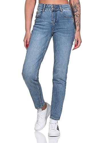 Hailys Damen High Waist Jeans Hose St44rady Straight Gerades Bein QI-PO2209038 Mblue M von Hailys