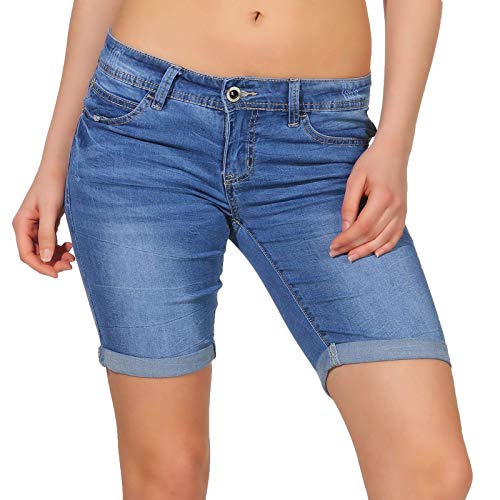 Hailys Damen Jeans Bermuda-Shorts Jenny Kurze Sommerhose WJ-0615263 Middle Blue L von Hailys