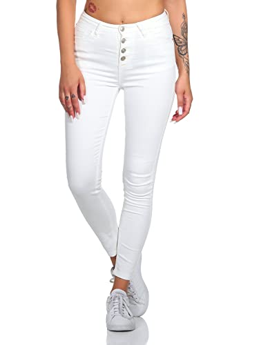 Hailys Damen Jeans Hose Romina High-Waist Röhrenjeans VF-1902062-1A White L von Hailys