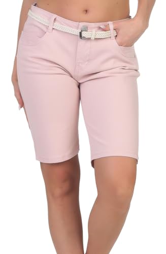 Hailys Damen Jeans Shorts Mi44na Denim Bermuda mit Flechtgürtel VF-PO2206040 Rose M von Hailys