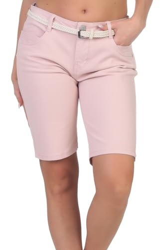 Hailys Damen Jeans Shorts Mi44na Denim Bermuda mit Flechtgürtel VF-PO2206040 Rose XS von Hailys