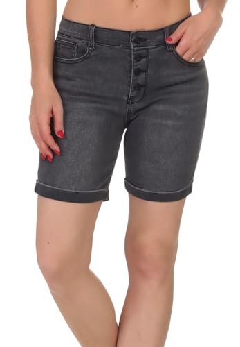 Hailys Damen Jeans Shorts Mi44rja Kurze Jeanshose sichtbare Knopfleiste QI-PO2301018 Dgrey M von Hailys