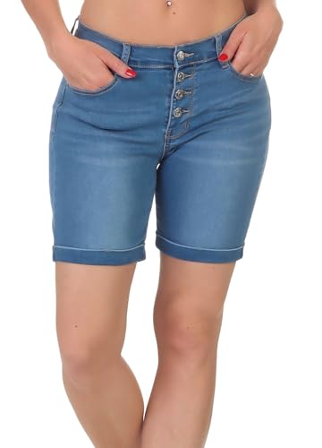 Hailys Damen Jeans Shorts Mi44rja Kurze Jeanshose sichtbare Knopfleiste QI-PO2301018 Mblue M von Hailys