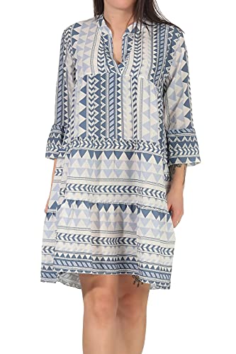 Hailys Damen Kleid Lola Tunika mit Allover-Print LC-01156Nr.82 Light Blue L von Hailys