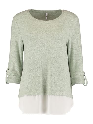 Hailys Damen Longsleeve Pullover 3/4 Arm Sweater mit Hemd Ansatz Zi44ppy Shirt, Farben:Grün, Größe:L von Hailys