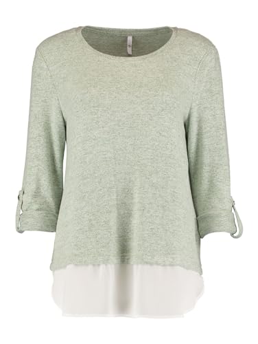 Hailys Damen Longsleeve Pullover 3/4 Arm Sweater mit Hemd Ansatz Zi44ppy Shirt, Farben:Grün, Größe:XL von Hailys