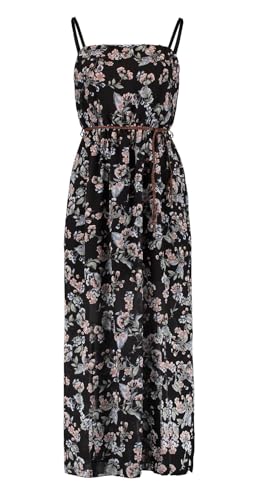 Hailys Damen Maxi-Kleid Da44lia langes Trägerkleid mit Gürtel mit Blumenprint PMG-5160 Black Flower M von Hailys