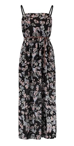 Hailys Damen Maxi-Kleid Da44lia langes Trägerkleid mit Gürtel mit Blumenprint PMG-5160 Black Flower S von Hailys