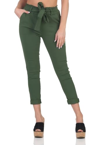 Hailys Damen Paperbag Stoffhose Bengi knöchellang mit Gürtel BFA-6698A-SS-B Khaki XXL von Hailys