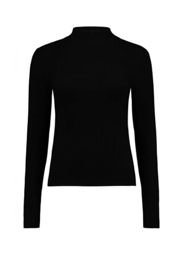 Hailys Damen Pullover Kurzer Schnitt Regular Fit Feinstrick Stehkragen Weich, Farben:Schwarz-2, Größe:L von Hailys