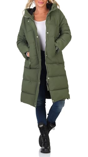 Hailys Damen Steppmantel Al44ice Winterparka mit Kapuze WIL-PO2103003-1 Khaki L von Hailys