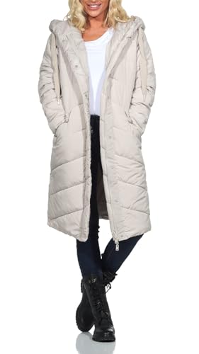 Hailys Damen Steppmantel Ca44rlotta gesteppter Wintermantel mit Kapuze DUH-PO2203001 Cream XXL von Hailys