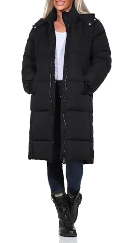 Hailys Damen Steppmantel Em44my gesteppter Winterparka knielang mit Kapuze SUZ-PO2302045 Black S von Hailys