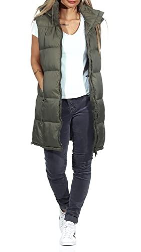 Hailys Damen Steppweste Lina gefüttert mit Kapuze NX-2103050-1 Pine Grey S von Hailys