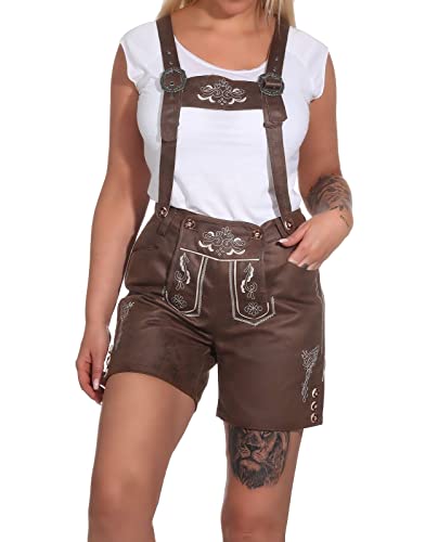 Hailys Damen Trachten Kunstleder-Shorts Johanna Kurze Leder-Hose Oktoberfest NX-1911090Madl Brown L von Hailys