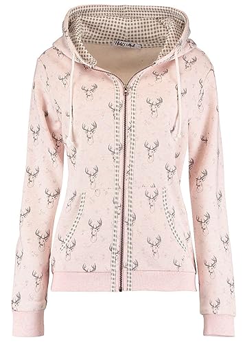 Hailys Damen Trachten Sweatjacke Ha44ni Zip-Hoody Oktoberfest mit Hirsch-Print JIA-2209081madl Rose Marl S von Hailys