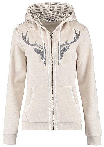 Hailys Damen Trachten Sweatjacke In44erl Zip-Hoody Oktoberfest mit Geweih JIA-2209083madl Beige Marl L von Hailys