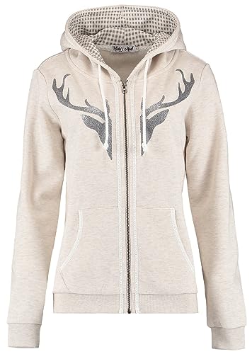 Hailys Damen Trachten Sweatjacke In44erl Zip-Hoody Oktoberfest mit Geweih JIA-2209083madl Beige Marl M von Hailys