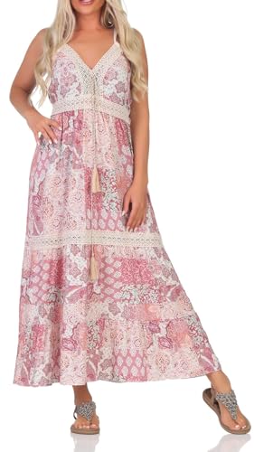 Hailys Damen Viskose Maxi-Kleid Si44a langes Trägerkleid mit Alloverprint JUS-22533 Rose Div S von Hailys